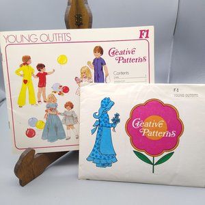 Vintage Sewing Creative Pattern F1 Young Outfits with Instruction Book 1970s